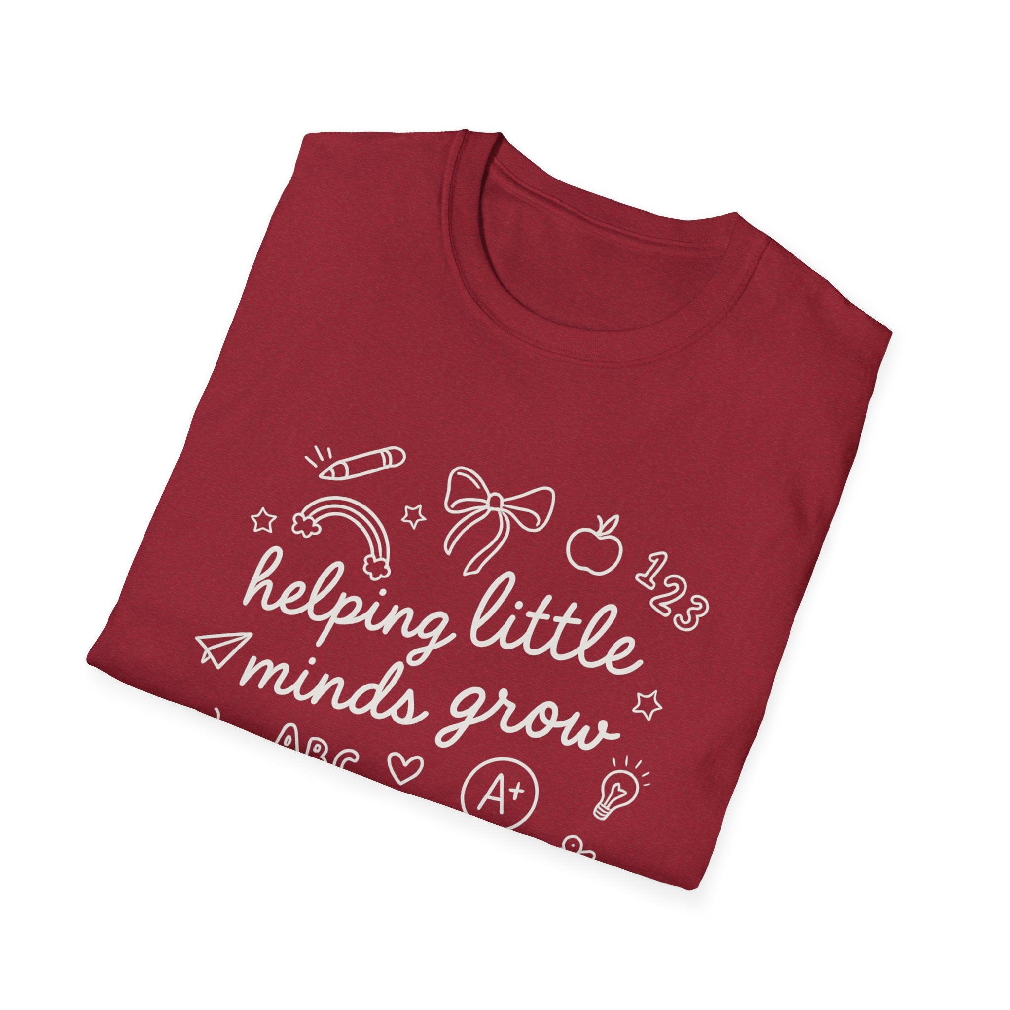 Helping Little Minds Grow T-Shirt | Teacher Appreciation Gift, Classroom Shirt, Educational Tee, Back to School, Unisex Softstyle Tee