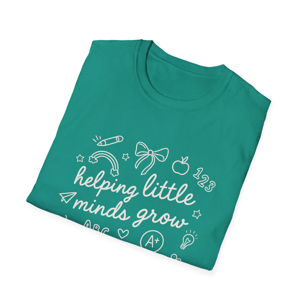Helping Little Minds Grow T-Shirt | Teacher Appreciation Gift, Classroom Shirt, Educational Tee, Back to School, Unisex Softstyle Tee